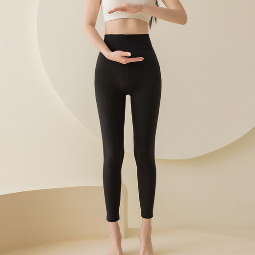 
Langsha autumn pants for women with high waist belly-closing autumn new product thin and thin warm pants double-sided velvet-free marks and can be worn outside leggings