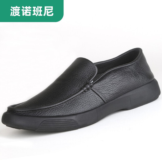 渡诺班尼休闲鞋男鞋真皮商务皮鞋头层牛皮老人鞋软底爸爸鞋 3895黑色皮鞋 44
