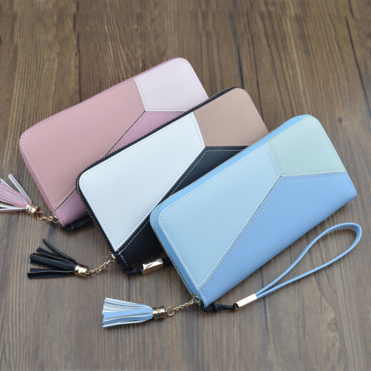 Shuguoer (SHU GUO ER) contrasting color splicing long wallet for women's clutch women's new fashion Japanese and Korean pink #C311