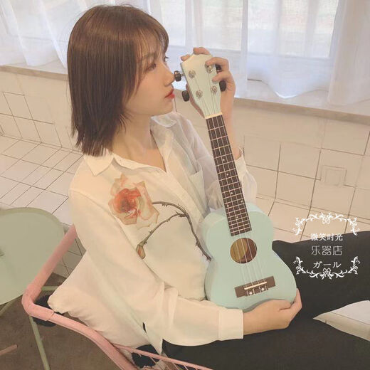 婴儿蓝小清新尤克里里乌克丽丽夏威夷四弦琴初学者小吉他 23寸婴儿蓝+拨片+备弦+教程+背包