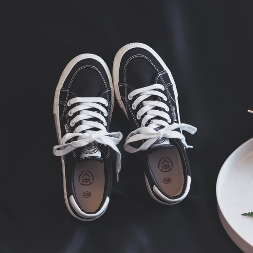 
Human-born men's shoes canvas shoes men's autumn 2024 new casual shoes trendy versatile low top flat shoes black couple style black 41