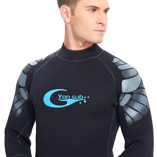 Swimming speed YonSub 5mm wetsuit for men, one-piece warm, deep diving professional cold protection, thickened scuba frogman thermal insulation, deep sea, black XL