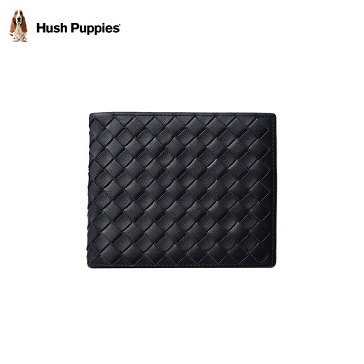 暇步士（Hush Puppies）钱包男士头层牛皮商务通勤个性编织纹多卡位短款钱包父亲节礼物