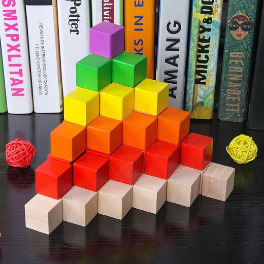 Petits blocs de construction en couleur mathématiques carrés aides pédagogiques cube cube en bois carré de jardin d'enfants