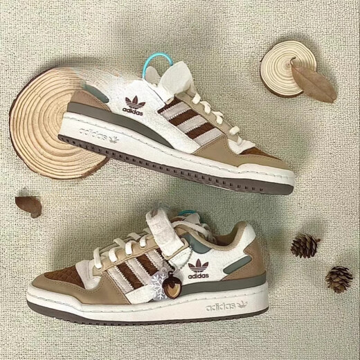 Adidas (adidas) Clover Forum Chestnut Mocha Brown Low Top Men and Women Velcro Sports et Casual Board Chaussures IF3884 Brown / White (IF3884) 40