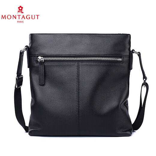 
MONTAGUT men's bag shoulder bag crossbody backpack fashionable casual new vertical soft-head leather hand-held business bag 1211 12118 black