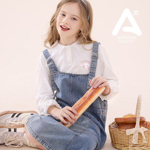 Hello Kitty girls' bottoming shirt spring and autumn fashionable children's T-shirt long-sleeved big children's doll collar top G031 cherry blossom pink 130