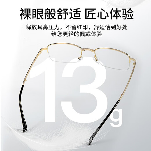 玉品堂折叠老花镜男 经典合金半框便携老花眼镜 MR-8高清耐磨防蓝光树脂 折叠款-金色 250度建议61-65岁