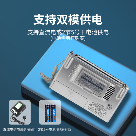 熊猫（PANDA）6169收音机老人专用全波段便携式老年人小型FM调频调幅广播老式数字钟控自动开机应急干电池半导体 6189