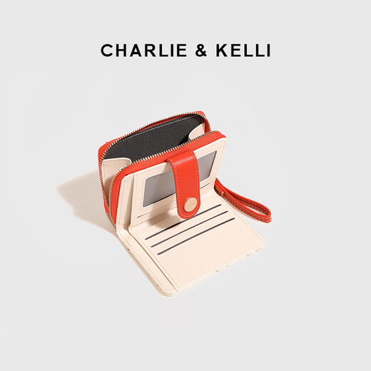 CHARLIE & KELLI官网 CK轻奢包包女包卡通风钱包女士2025新款零钱包卡包手拿包 橙红色