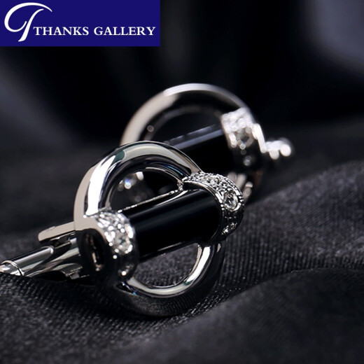THANKSGALLERY Overseas original imported black mother-of-pearl cufflinks men's French shirt lining cuffs cuffs custom lettering birthday gift