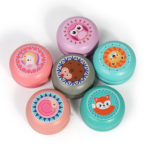 Hua Min Youyou Ball 6 Packing Children's Wooden Slips Ball Ball Board Nostalgic Toys Boy Girls, Children's Birthday Gift Wood Leo Ball 6