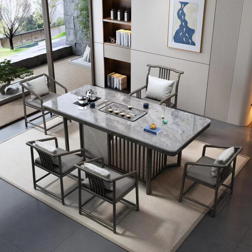 Slate tea table, simple office Kung Fu tea table, living room, modern tea table with water boiler, light luxury coffee table 140*80*75CM Chanel single table comes with smart tea stove