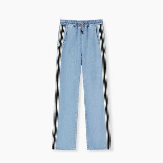 Aijutu summer contrasting sporty style fashionable jeans wide-leg pants EKNAJ2N702A denim blue 02 160/68A/M