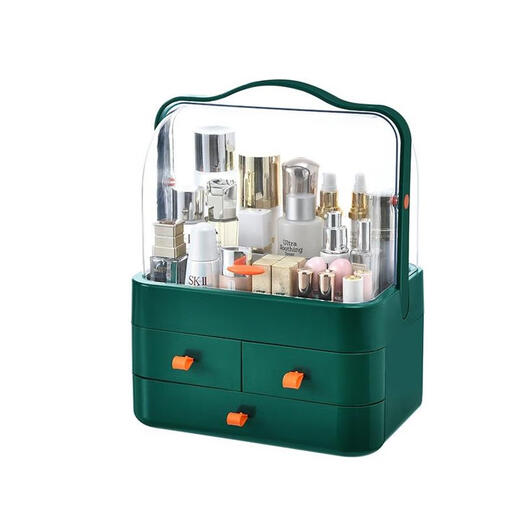 Cosmetics storage box dormitory desktop dust-proof storage box dressing table skin care product storage rack with lid cosmetic box cherry blossom pink extra large