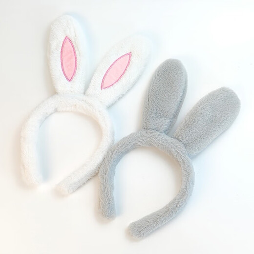 Feihua Korean style rabbit ears plush headband, sweet and cute, super cute headband, autumn and winter hairpin, face wash, makeup, hair pressing headband, gray 1 piece