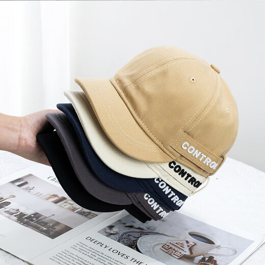 Fuxiaoge (fuxiaoge) American short-brimmed hat men's Japanese men's retro soft-top baseball cap women's niche fashion small-brimmed duck-tongued hat trend black Hong Kong style con short-brimmed hat one size fits all adjustable (55-59 cm)