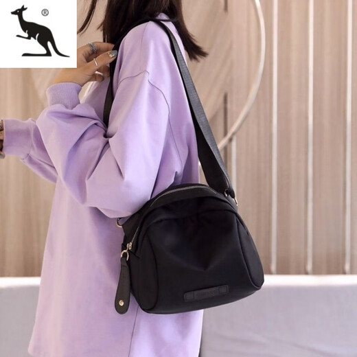 Cool Kangaroo 2025 new Oxford cloth canvas fashionable casual lightweight and versatile women's bag shell bag one-shoulder crossbody bag small bag black (large size)