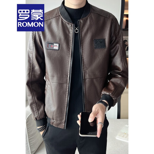 Chaqueta para hombres de Romon Leather 2023 Nuevo primavera y otoño motocicleta collar de béisbol chaqueta de cuero moderna xl