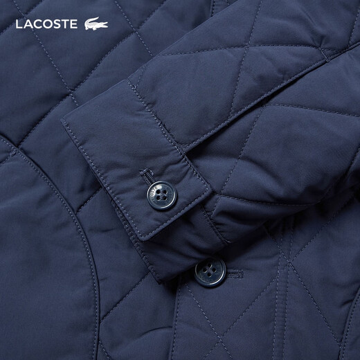 LACOSTE French crocodile men's fashionable and versatile solid color warm lapel cotton jacket | BH0689 166/Navy Blue S 48