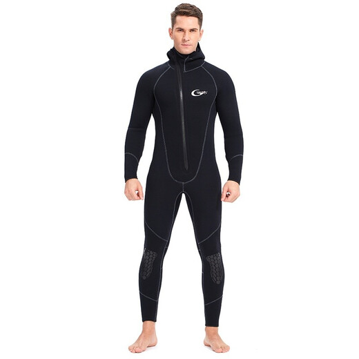 Swimming speed (Yon sub) YON SUB wetsuit one-piece thickened hooded wetsuit snorkeling suit 5mm winter swimming thermal suit cold-proof surfing suit black 5MM thickness L