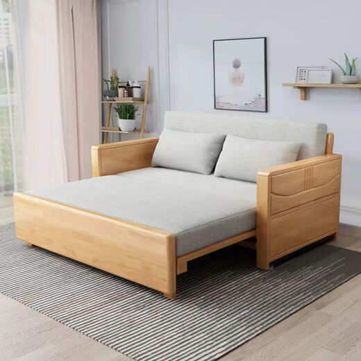 MU GONGZI SOFFICATION DE LA LOBE DE MU GONGZI Pliant Simple Modern Living Room Multi-fonction Petit appartement Single et double assis et couché à double usage lit 1,5 mètres Couleur de noix Couleur marron coco