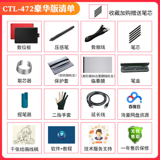 Wacom Yingtuo Digital Board CTL472/672bamboo Electronic PS Handwriting Hand Drawn Board Online Course Learning Board CTL-472 Single Board + Line 90% New 21x14.6cm