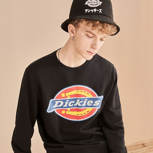 Dickies Autumn Unisex Couple Logo Printed Round Neck Sweatshirt DK007059 Black M