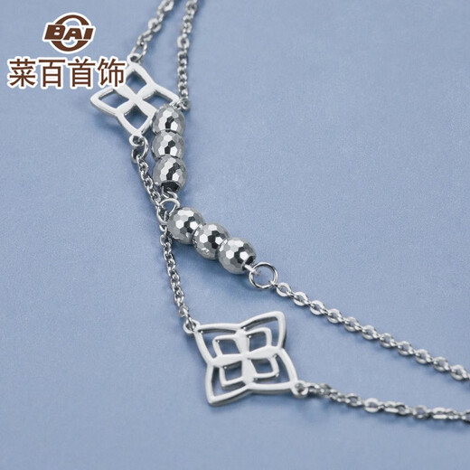 Caibai Jewelry Platinum Bracelet Platinum Association mystyle series fashionable and exquisite double circle Pt950 bracelet for women Priced BJ Platinum Bracelet About 3.02g About 16cm