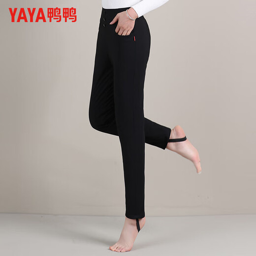 YAYA Down Pants Women's Casual Tight Pants Winter Women's Thickened Warm Foot Pants Trousers GW Black L (100) 170/76A