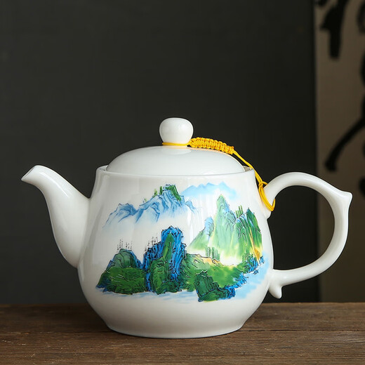 Xiangyan (xiangyan) large-capacity household teapot with filter 1000ml office tea kettle large teapot white porcelain cold kettle Lanxiang