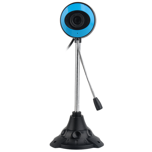 品怡 USB电脑摄像头带麦克风高清视频摄像头台式机免驱视频  圆形大眼蓝色