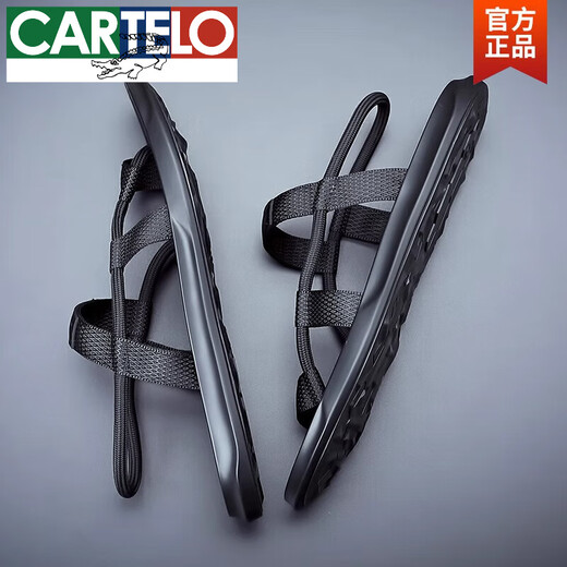 Sandales masculines de marque haut de gamme SÉMAUX 2025 NOUVELLE PERSONNALITÉ DE NOUVELLE FLIPTOP FLIPS POUR USE MENSER Sandales non glissantes Black 9866 38
