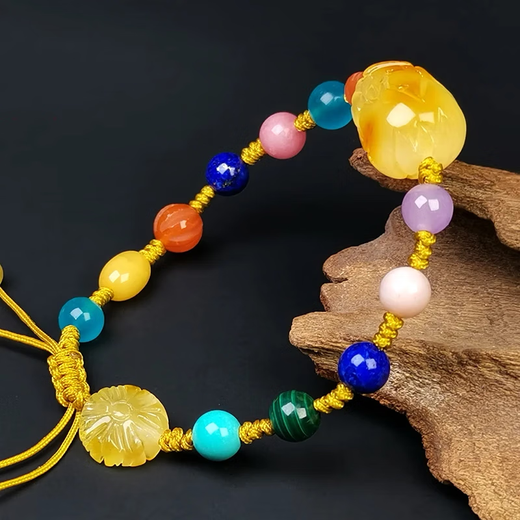 Amber style, one thing, one picture, one certificate, beeswax bracelet, women's bracelet, full honey chicken oil yellow natural amber hand beads, bracelet 6.15g, 15*11*10mm