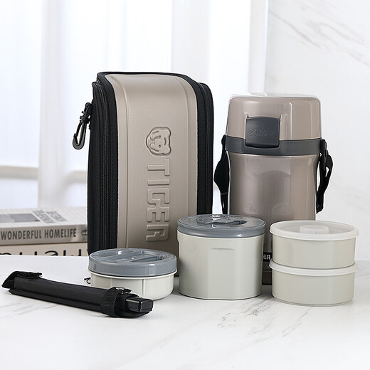 TIGER Japanese insulated lunch box 4-layer large-capacity lunch box microwaveable 3-layer stainless steel portable lunch box 3-layer lunch box LWU-B170