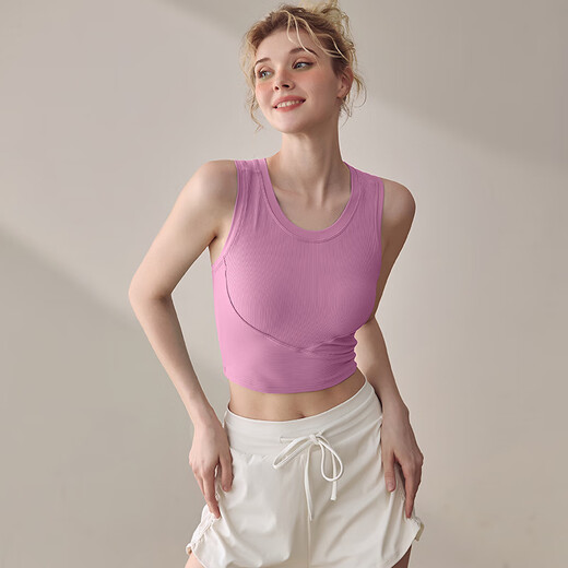 LULUUVTTOH Summer Sports Yoga Vest Women's Shockproof All-in-One Pilates Training Wear Underwear Outerwear Fitness Bra Purple Verbena M