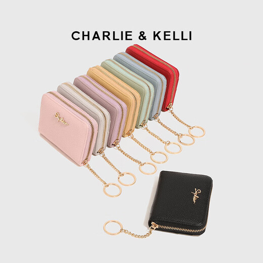 CHARLIE & KELLI品牌 CK轻奢包包女包简约链条卡包女士零钱包2025新款附件手拿包 黑色