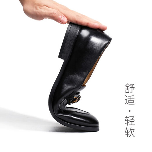Saintnjord/Saint Nijod British Trendy Leather Business Shoes formal de cuero para la hebilla de caballos para hombres con un pie, suela suave de mocasines Negro Atmosférico 39