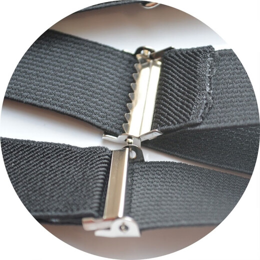 Zhuo Yansi British retro solid color non-slip strap clip for men and women elastic elastic trousers suspenders adjustable groomsmen suspenders clip beige uniform size