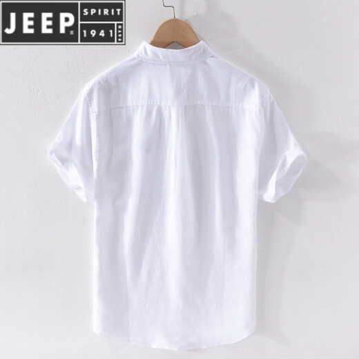 Jeep Spirit Men's Men's Short à manches à manches en lin en lin de coton décontracté masculin