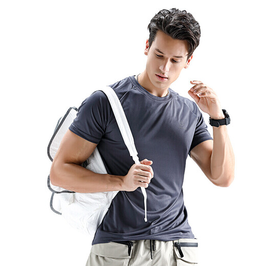 TECTOP quick-drying T-shirt breathable men's round neck short-sleeved quick-drying shirt 043 men's dark gray XL