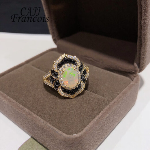 CAJJ Francois 0.70 carat Opal ring for women, natural colored gems, jewelry gems, 925 silver inlaid, No. 13