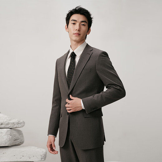 Guillaume suit men's high-end brown no-iron business wedding groom's dress work formal suit jacket sand pottery brown top + pants 52