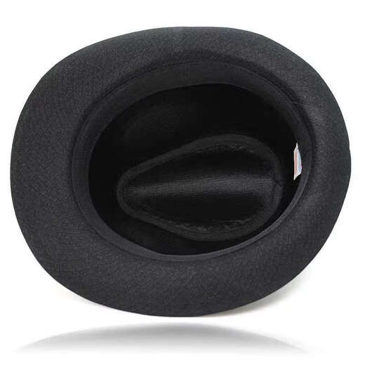 Morning shade hat men's spring and autumn top hat suit material middle-aged and elderly British jazz hat gentleman warm suit fabric (black)