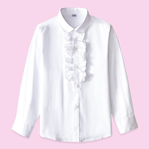 Xin Yueqing girls' white shirt long-sleeved college style spring and autumn primary school uniforms middle and large children white shirt performance clothes lace style - white single style 130 cm