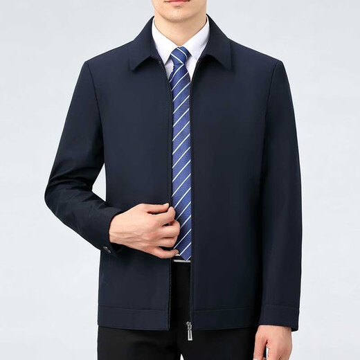 Pier Cardin middle-aged and elderly high-end wool jacket men's spring and autumn new jacket business casual loose dad's suit no iron jacket shirt 2287 lapel buttons - dark blue 2XL (185) - Recommended weight 165-175Jin [Jin equals 0.5 kg]
