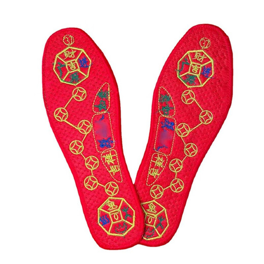 Treten Sie die sieben Sterne-Einlegesohlen, rot, friedliche und fünf Elemente, Tierkreisjahresschuhe, Lederschuhe, Stoffschuhe, gestickte Einlegesohlen, dicke atmungsaktive und schweißabsorbierende, neue Sieben-Sterne-Einlegesohlen, zwei Paare von 41