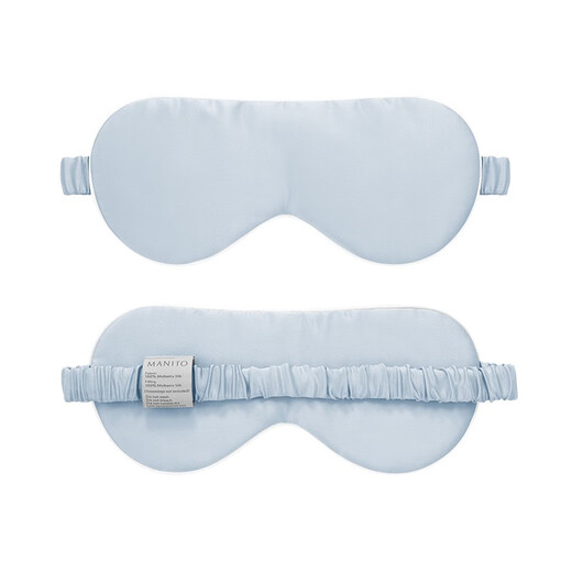 MANITO/Manita Mulberry Silk Eye Mask Light-blocking, Soft and Breathable for Sleep, Lunch Break, Travel and Skin Friendly Glacier Blue