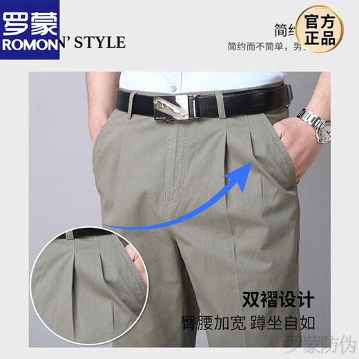 Pantalon décontracté pour hommes coton pur coton pur pour le printemps et l'été mince entrejambe en profondeur hauteur pantalon papa pantalon d'âge moyen et âgé du printemps et d'été gris clair 6626-5 style mince 36