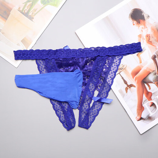 Apertura pervertida de ropa interior masculina con j-set tanga de encaje para hombres malla transparente de la cintura baja de la cintura para hombres marido hueco expuesto a la cadera blanca (boca cerrada) de un solo tamaño (1 pie 8-2 pies 8 cintura)